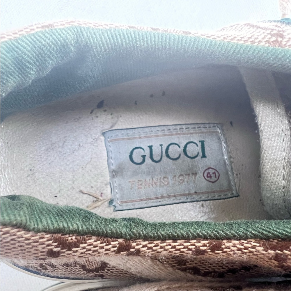 Gucci Brown Monogram Low-Top Sneakers with Red and Green Web - Picture 11 of 11